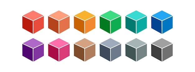 Color cubes icon set Boxs illustration symbol Sign blocks vector flat