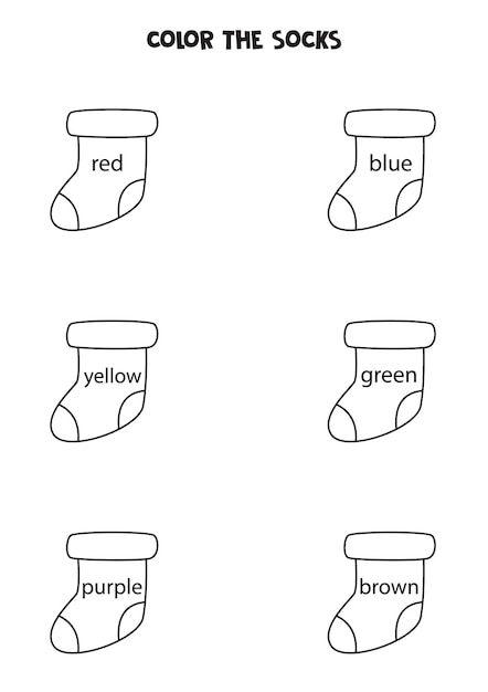 Color cute black and white christmas socks. coloring page for kids.