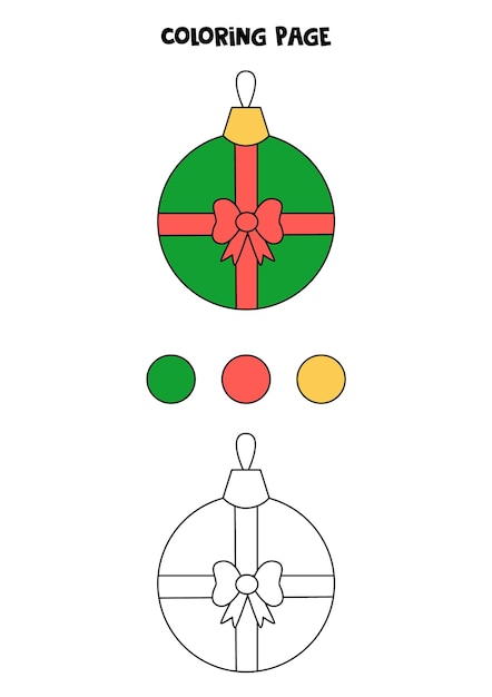 Color cute cartoon Christmas ball. Worksheet for kids.