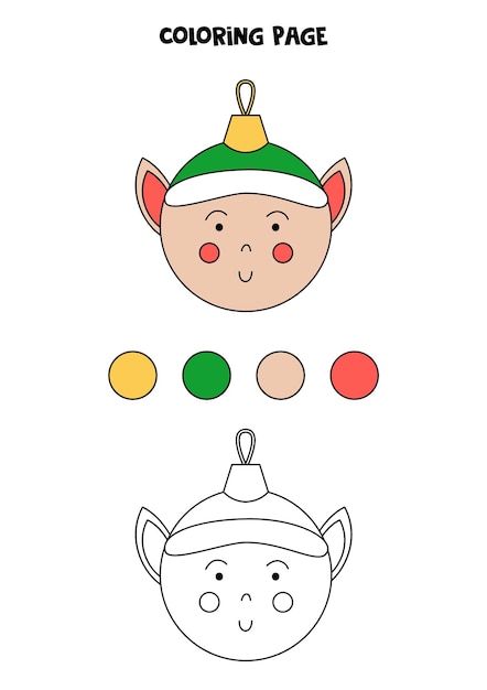 Color cute cartoon Christmas ball. Worksheet for kids.