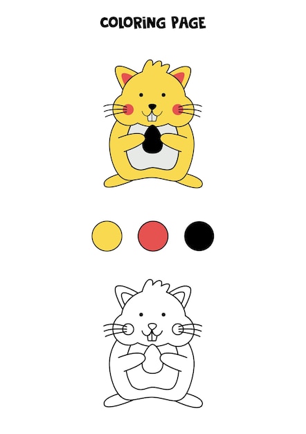 Color cute cartoon hamster worksheet for kids