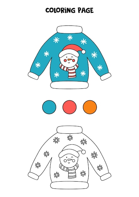 Color cute cartoon sweater. Worksheet for kids.