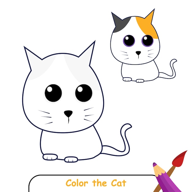 Color the cute cat Coloring book for kids cute cat Vector Graphics cute cat cartoon vector