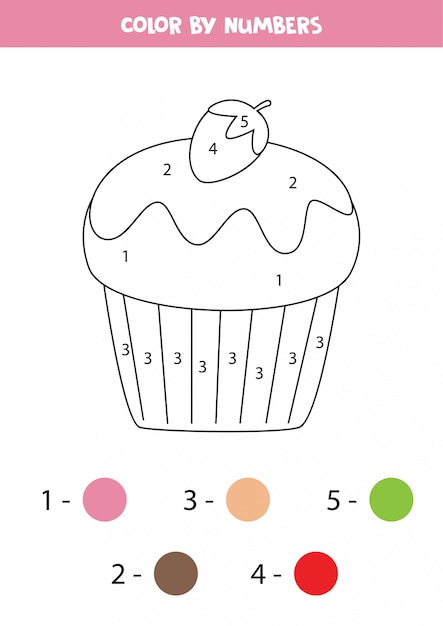 Color cute cupcake by numbers.