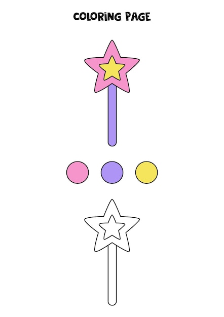 Color cute magical wand. worksheet for kids.