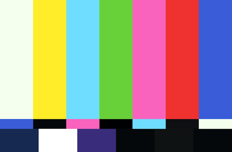Vector color distortion banner glitchy picture on tv icon flat style vector illustration