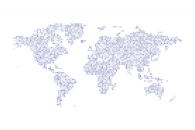 color dotted political world map isolated illustration