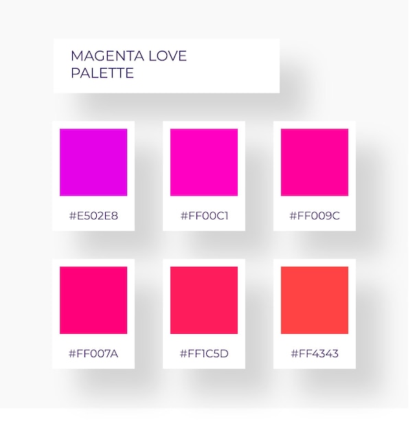 Vector color element trend pallete of color neon pink magenta color pallete swatch love shade tone