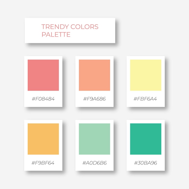 Vettore elemento di colore tavolozza di colori alla moda tavolozza di colori pastello accogliente campione di colori alla moda con codice esadecimale