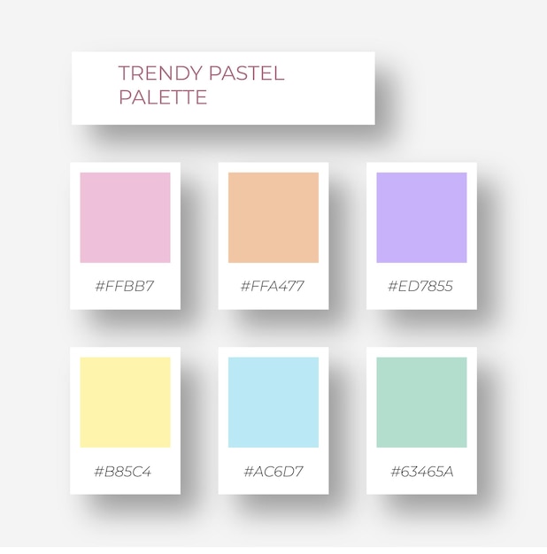 Vector color element. trendy pallete of color pastel color pallete. swatch summer candy shade tone with hex