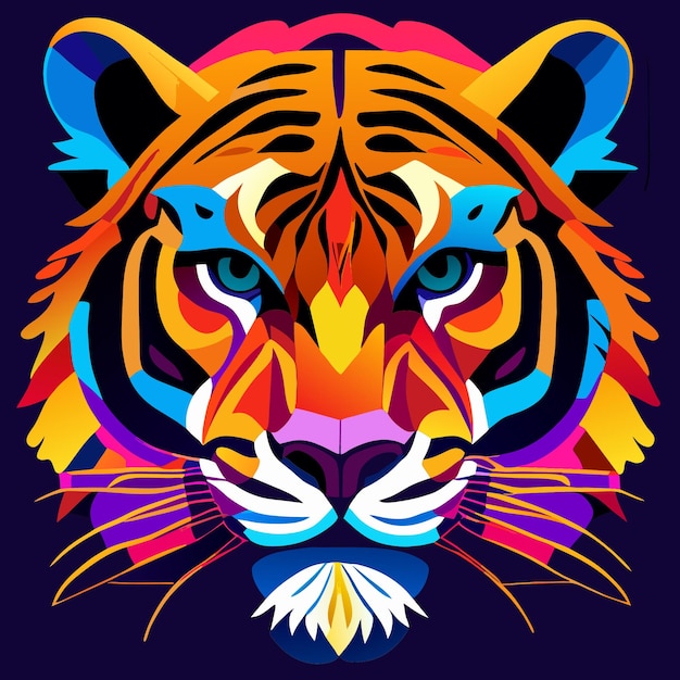 Color Explosion Stunning Tiger Face Illustration