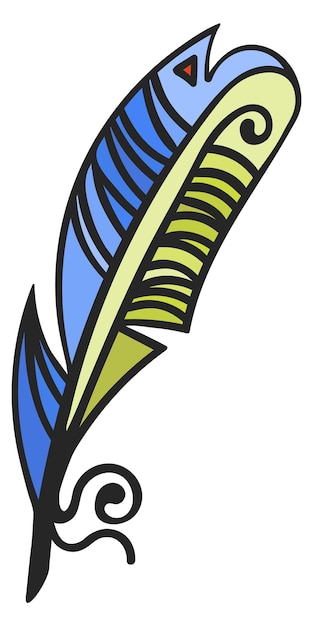 Color fantasy quill Decorative vinatge feather icon