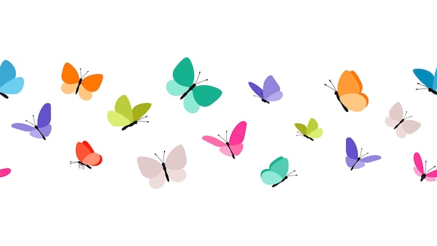 Vector color flying butterflies seamless pattern.