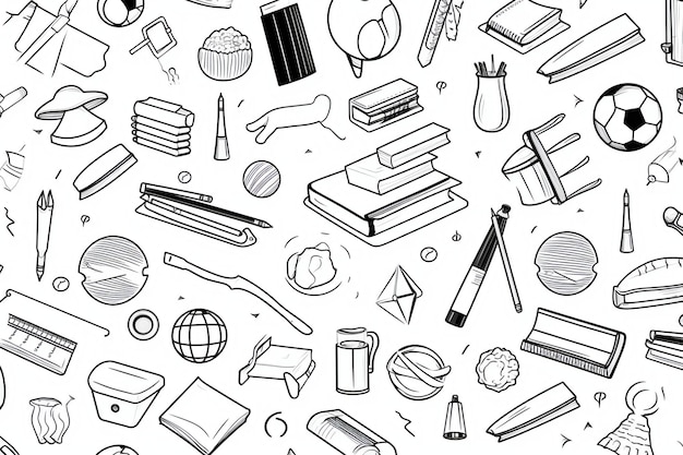Vector color free school themed doodles background