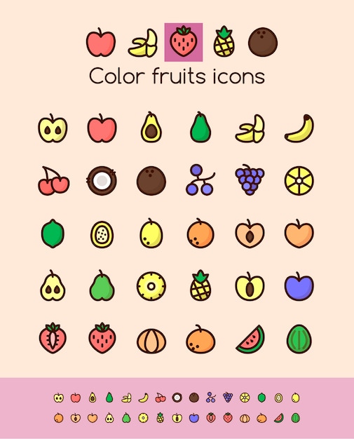 Color fruits icons