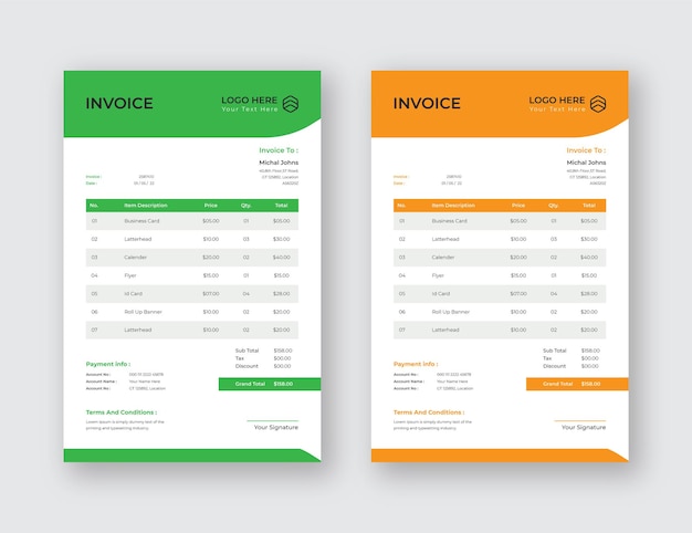 color full Invoice modern business Design eps