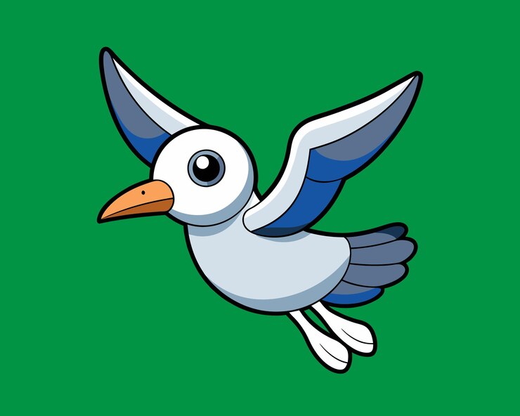 Vector color full sea bird line art vector