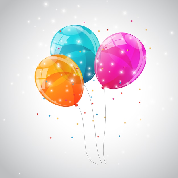 Color glossy balloons background   illustration