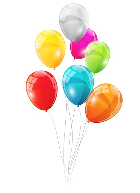 Color glossy balloons background vector illustration