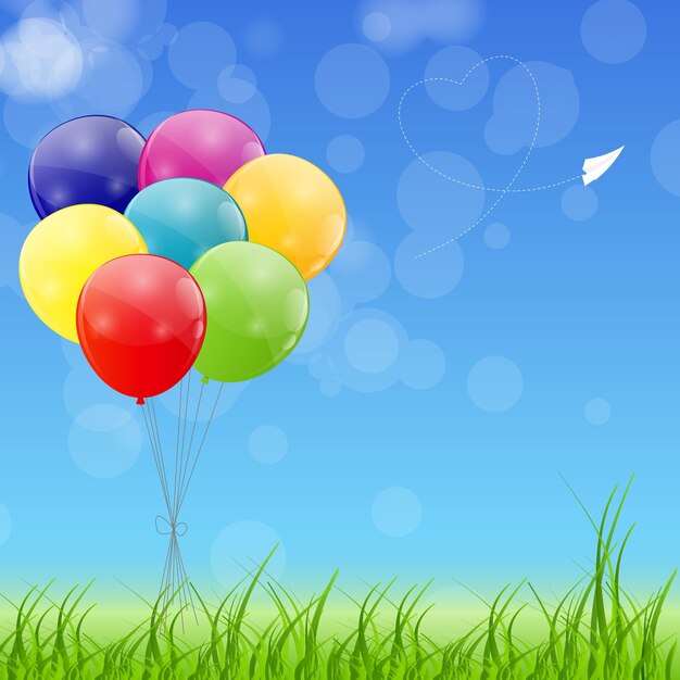 Color Glossy Balloons Background Vector Illustration