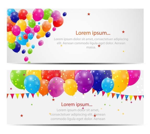 Vector color glossy balloons card background vector illustration
