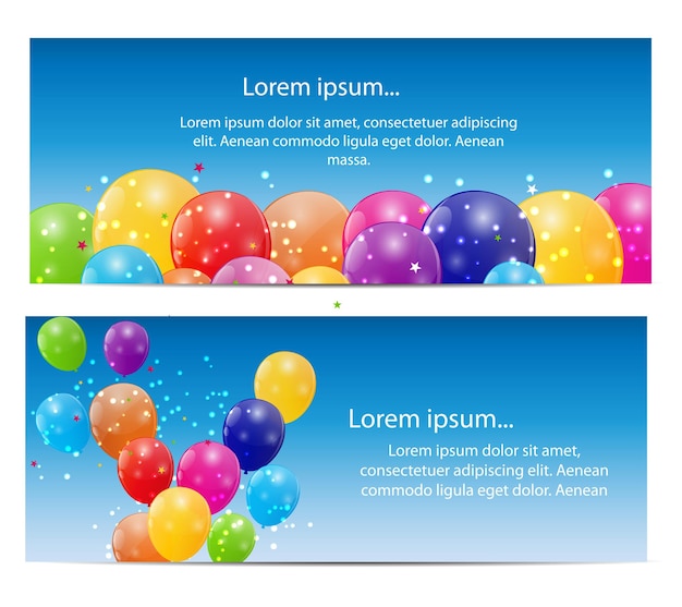 Color glossy balloons card background vector illustration