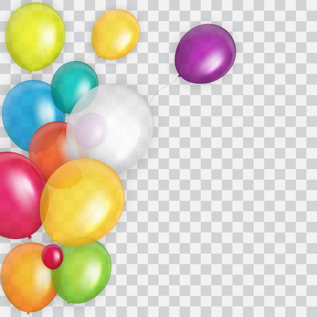 Color Glossy Happy Birthday Balloons Banner Background Illustration