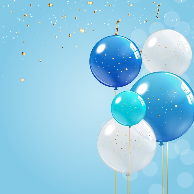 Vector color glossy happy birthday balloons banner background