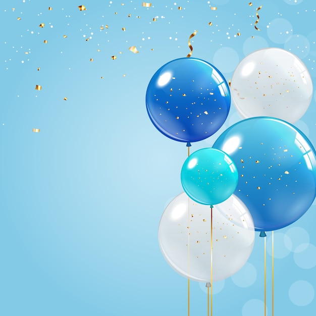 Color Glossy Happy Birthday Balloons Banner Background