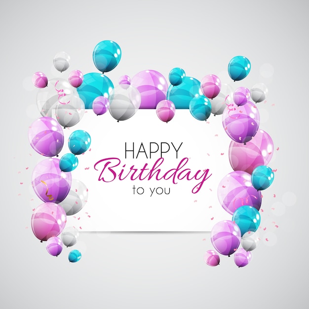 Color glossy happy birthday balloons banner