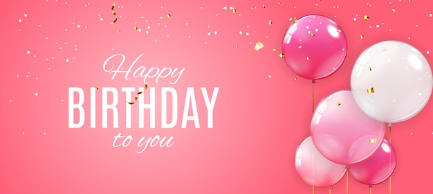 Color Glossy Happy Birthday Balloons Banner