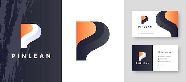 색상 그라디언트 스타일 초기 편지 P 회사 비즈니스 로고 명함 디자인 신선하거나 깨끗한