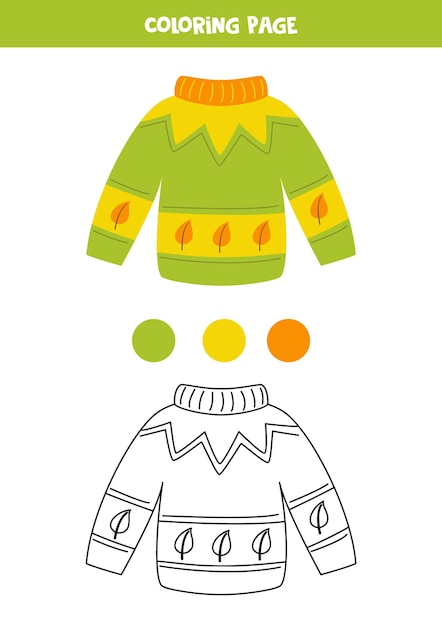 Color green autumn sweater Worksheet for kids