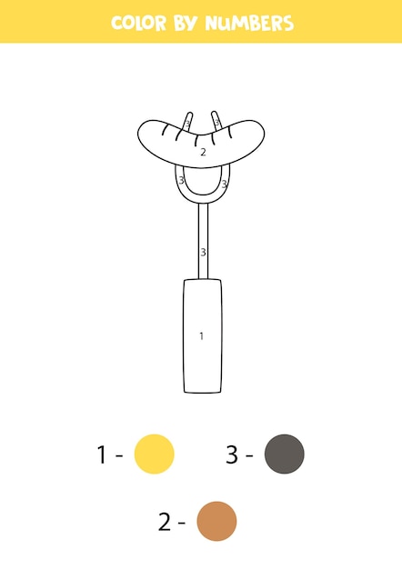 数字で焼いたソーセージの色子供のためのワークシート