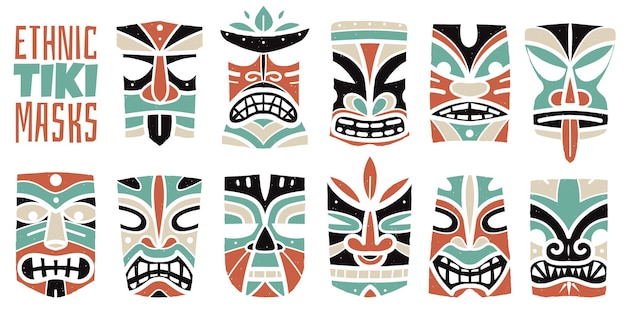 Color hawaiian masks prints