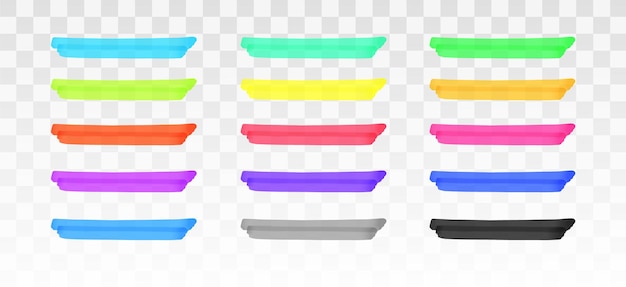 Vector color highlighter lines set isolated