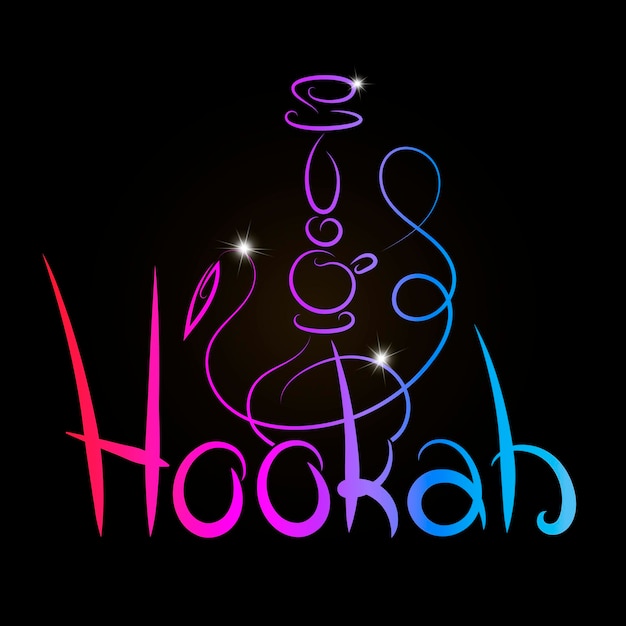 Color hookah and inscription abstract design for relaxation