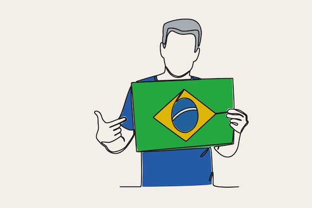 벡터 브라질 발을 가리키는 남자의 컬러 일러스트레이션 7 de setembro 온라인 그림