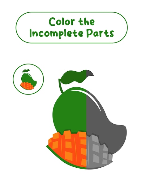 Color the inclomplete parts for kids mango