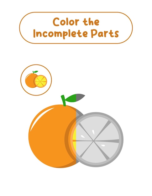 Color the inclomplete parts for kids orange