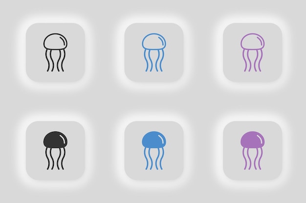 Color jellyfish icons Medusa illustration symbol ocean animal vector