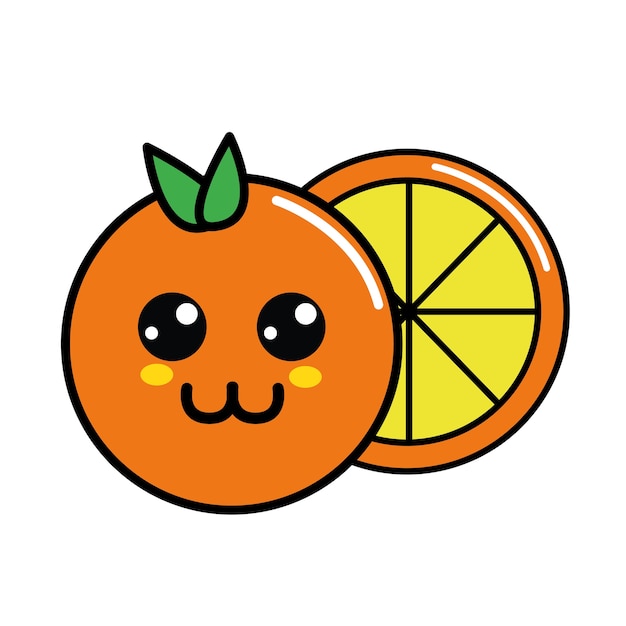 Vector color kawaii happy orange icon