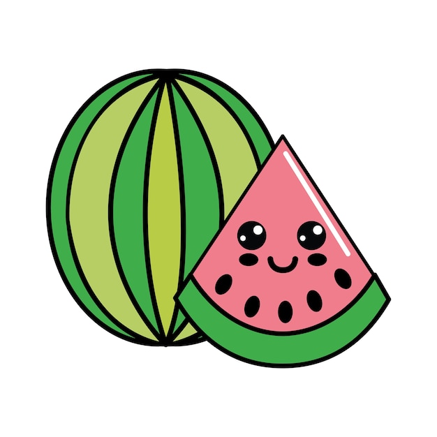 color kawaii happy watermelon icon