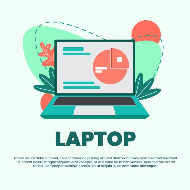 color laptop flat illustration for design and presentation elements