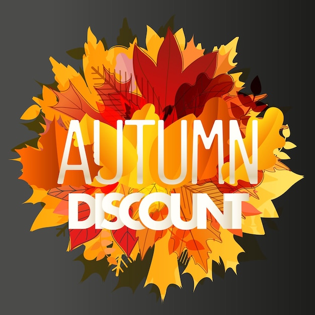 Color leaves illustration. Autumn sale vector concept