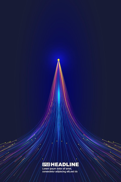 Vector color luminous lines converge on the big data vector background of internet technology