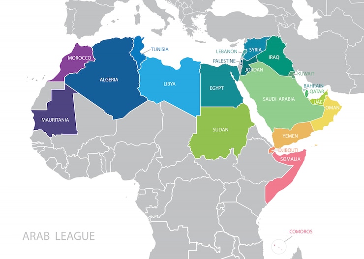 Vector color mapap of arab league