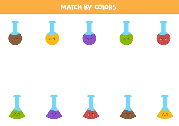 Color matching game for preschool kids. match test tubes by colors.