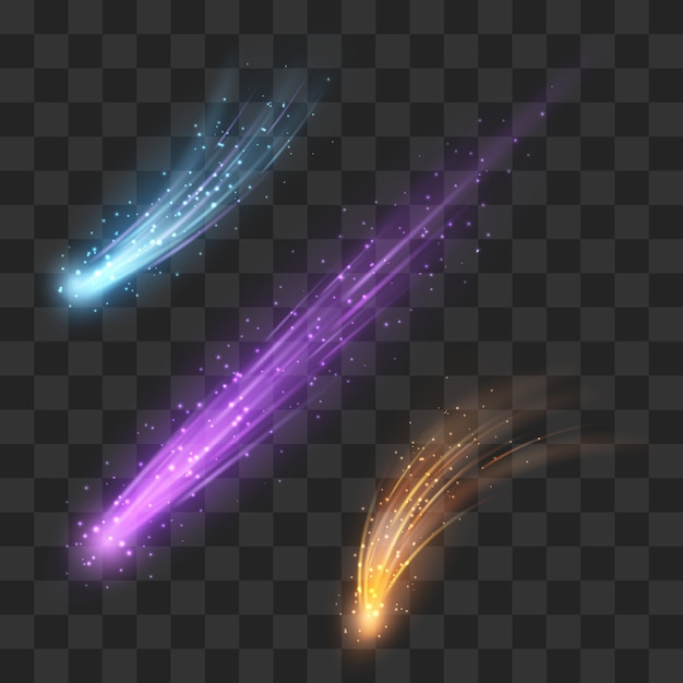 Vector color  meteor and comet