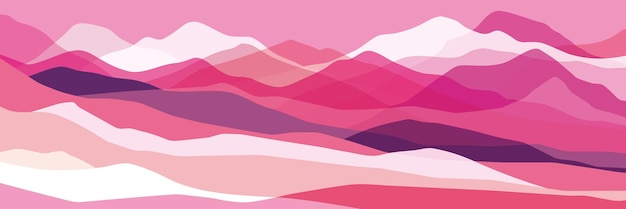 Vector color mountains waves abstract shapes modern pink and purple background vector design